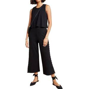 Anthropologie The Essential Freya Scalloped Layered Jumpsuit, Women Size 4 Black